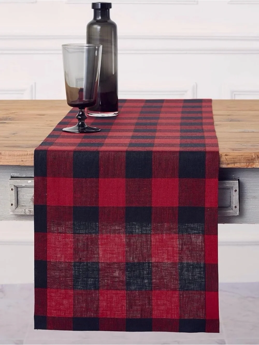 Red and Black Buffalo Plaid Table Runner, 14”x36”